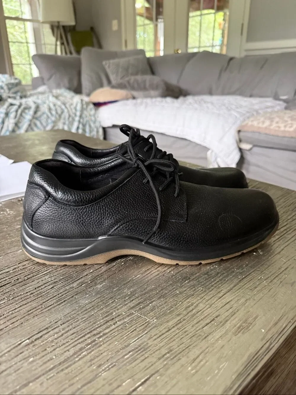 Shoes For Kitchen Black Leather Lace Up Reactive Oil & Slip Resistant Shoes sz 1